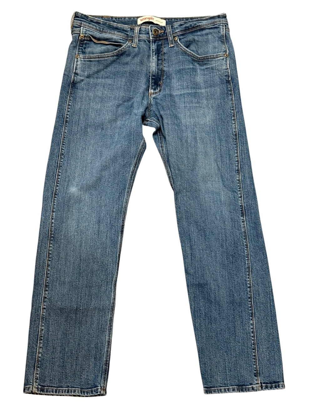 Wrangler regular fit straight leg blue jeans men’s 32x30 classic workwear